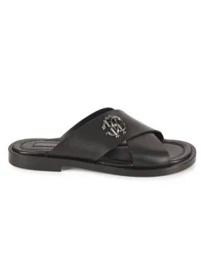 Roberto Cavalli Logo Leather Sandals