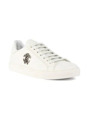 Roberto Cavalli Side Logo Leather Low-Top Sneakers