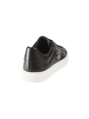 Roberto Cavalli Metal-Logo Leather Low-Top Sneakers