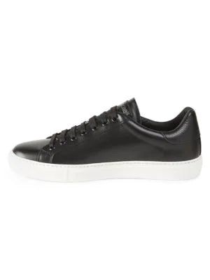 Roberto Cavalli Metal-Logo Leather Low-Top Sneakers