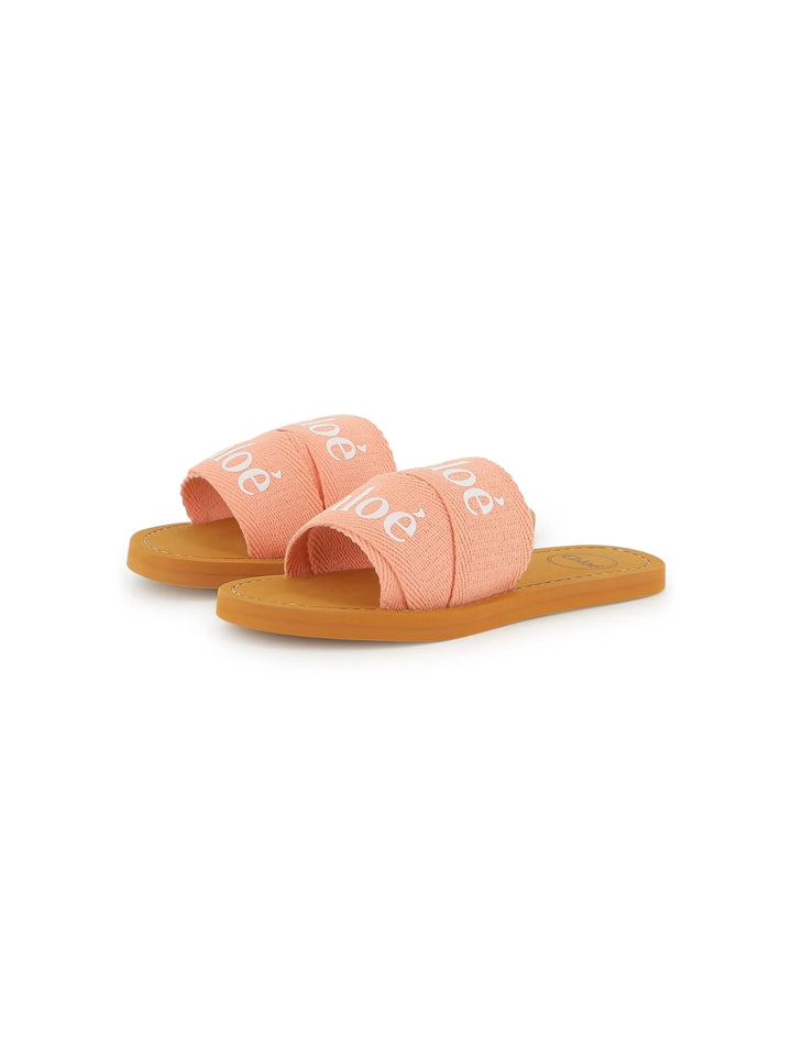 Chloé Kids logo-print flip flops