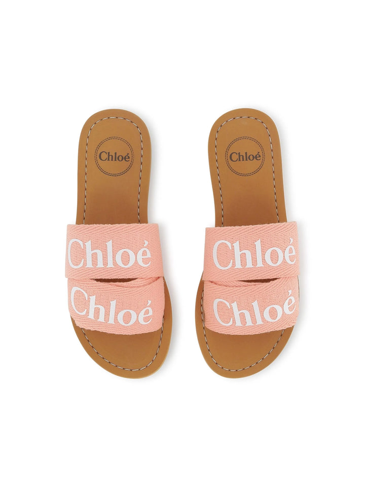 Chloé Kids logo-print flip flops