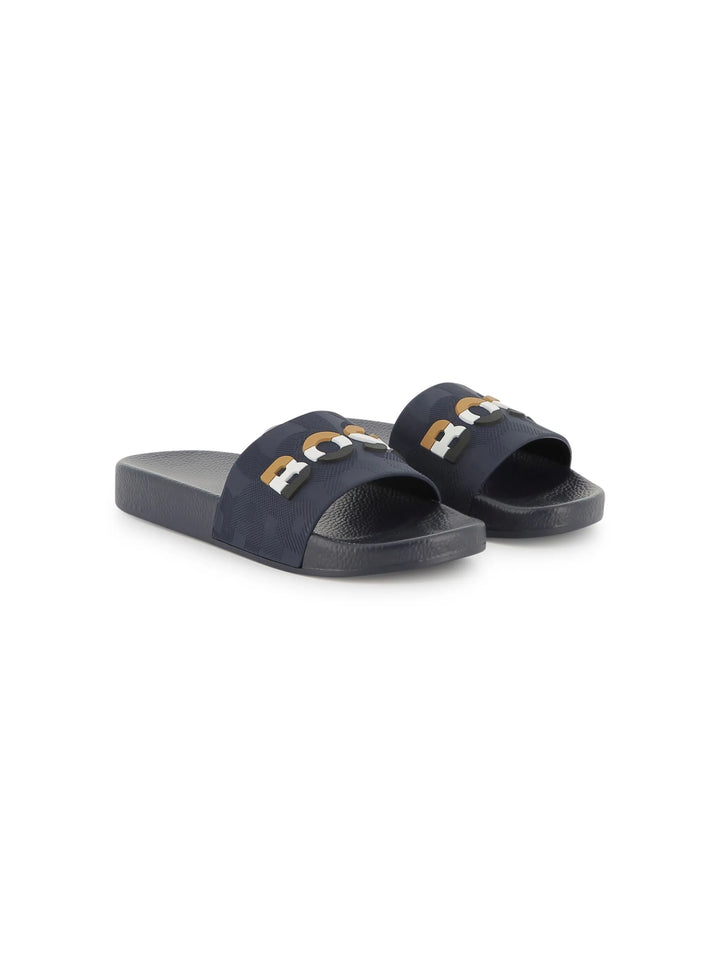 BOSS Kidswear logo-embossed slides