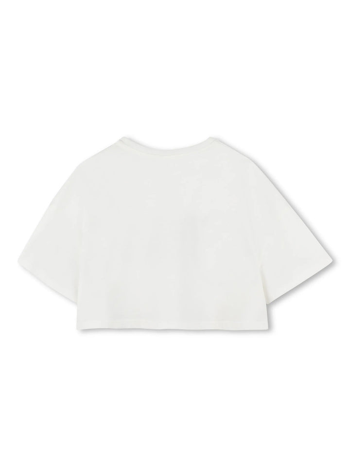 Chloé Kids logo-print cropped T-shirt
