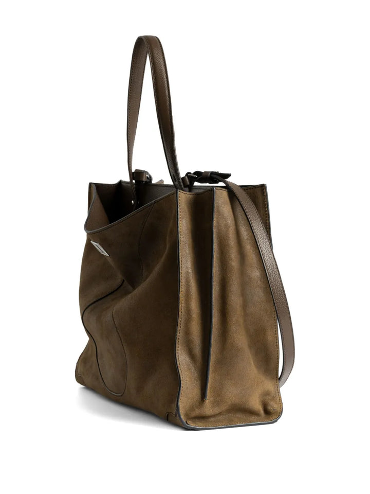 Zadig&Voltaire curved-detail suede tote bag