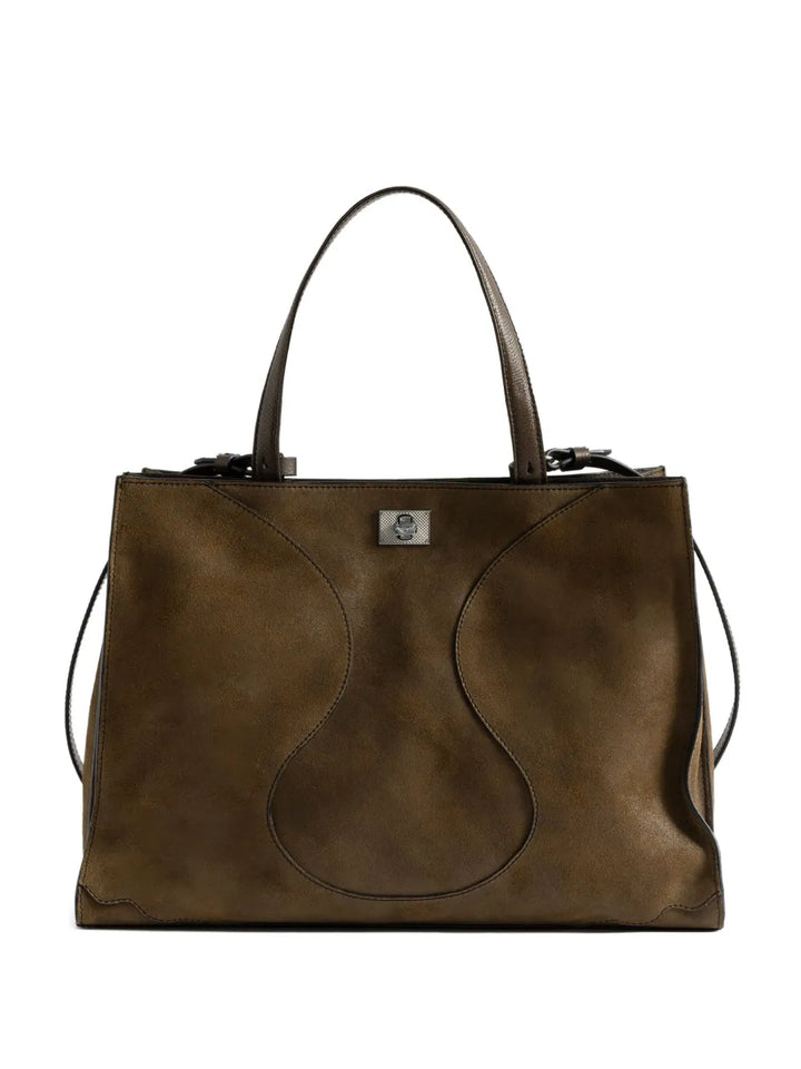 Zadig&Voltaire curved-detail suede tote bag