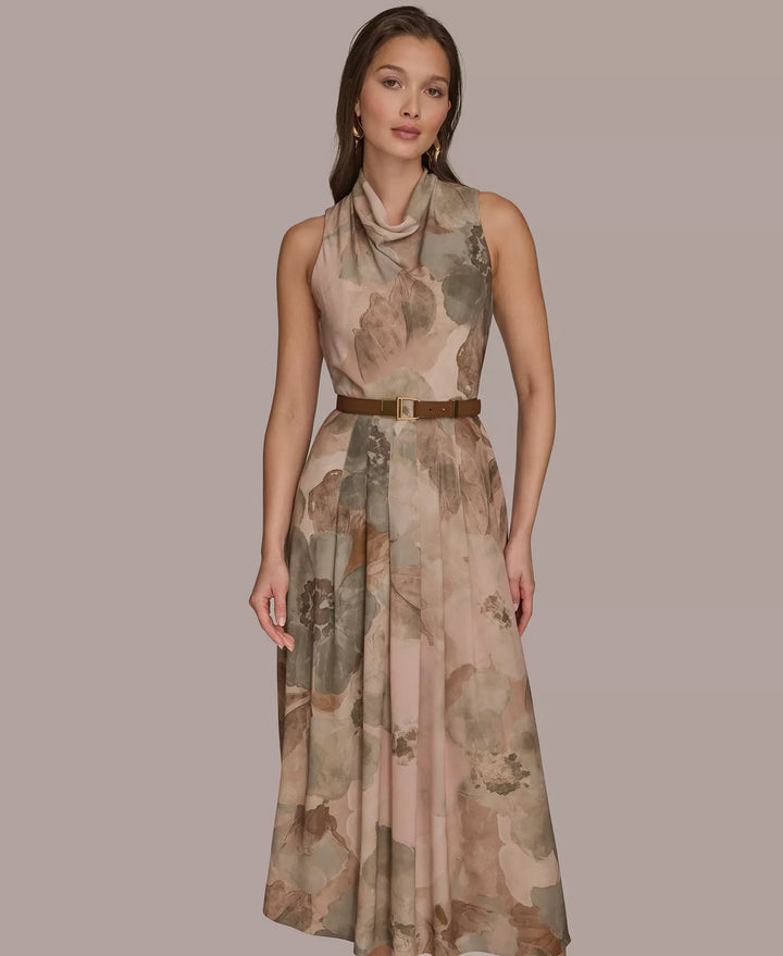 Donna Karan New York Women's Crepe Cowl Neck Dress