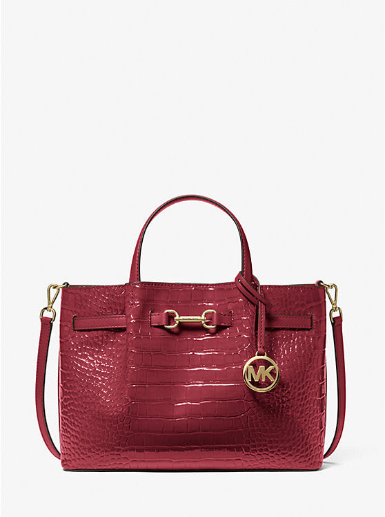 MICHAEL KORS Carson Medium Crocodile Embossed Satchel