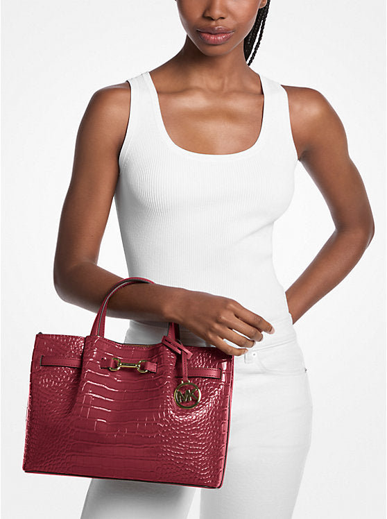 MICHAEL KORS Carson Medium Crocodile Embossed Satchel