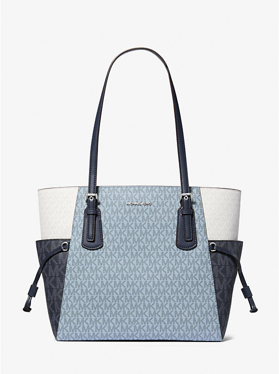 MICHAEL KORS Voyager Large Color-Block Signature Logo Tote Bag