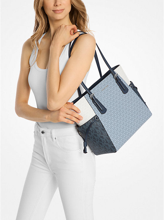 MICHAEL KORS Voyager Large Color-Block Signature Logo Tote Bag