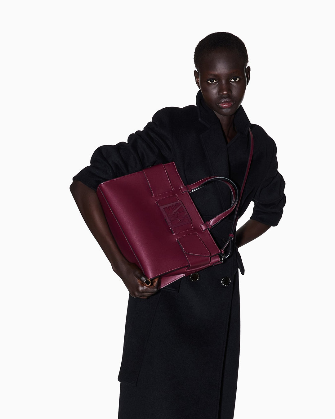 ARMANI Large tote bag with double handles and shoulder strap