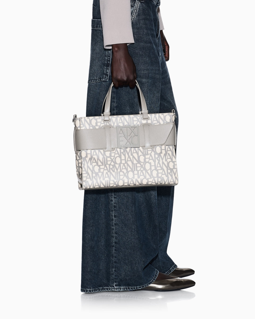 ARMANI Structured Fabric Shopper with Rope Handles