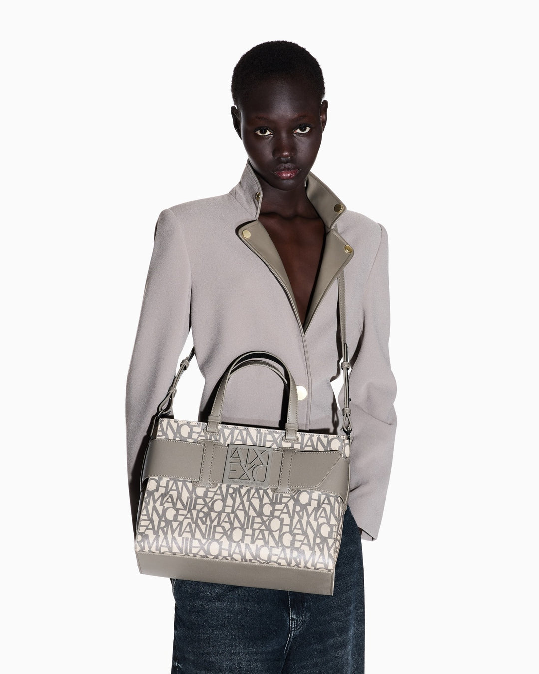 ARMANI Structured Fabric Shopper with Rope Handles