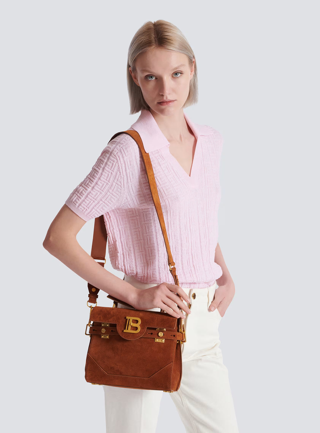 BALMAIN Suede B-Buzz 23 bag