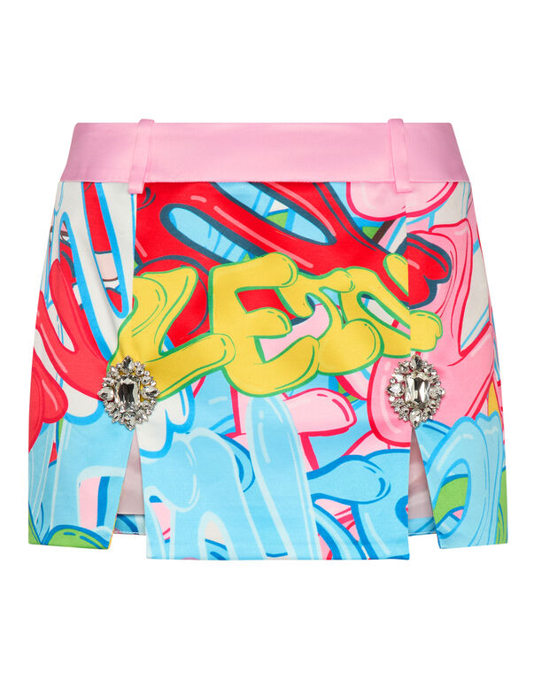 PHILIPP PLEIN Mini Skirt Bombing Graffiti