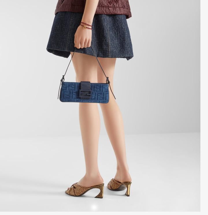 Fendi Baby B. Blue FF denim flocked mini-bag
