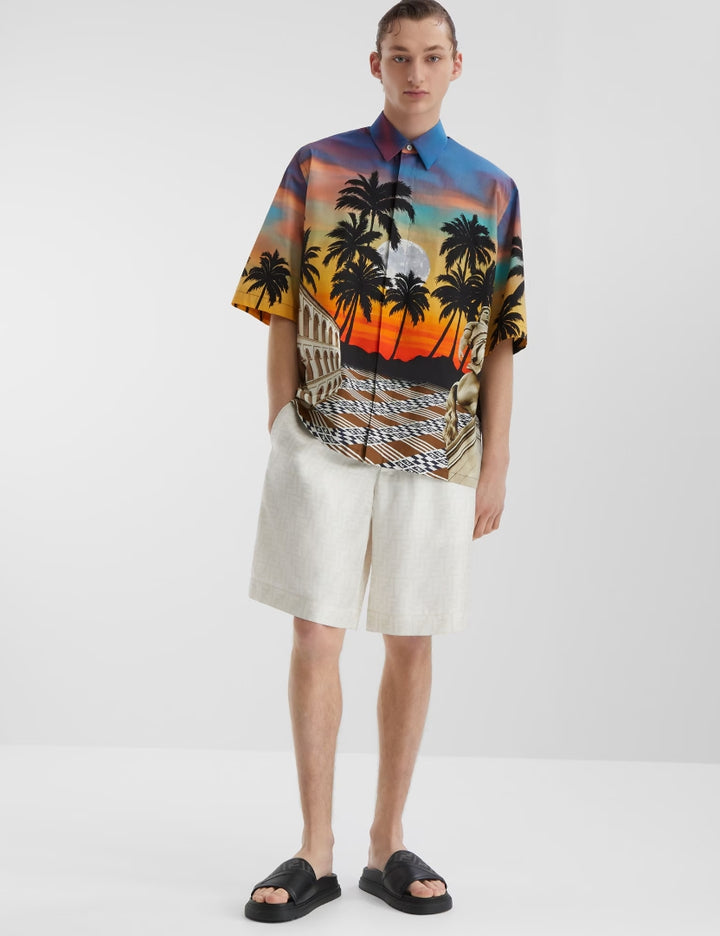 Fendi Diagonal Slides Gray FF jacquard and black leather slides