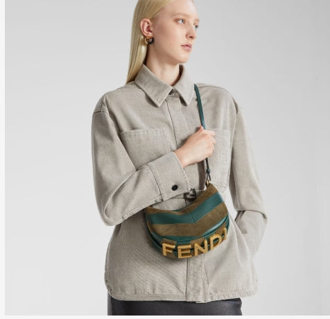 Fendigraphy Mini Mini-bag in leather and suede with two-tone inlay