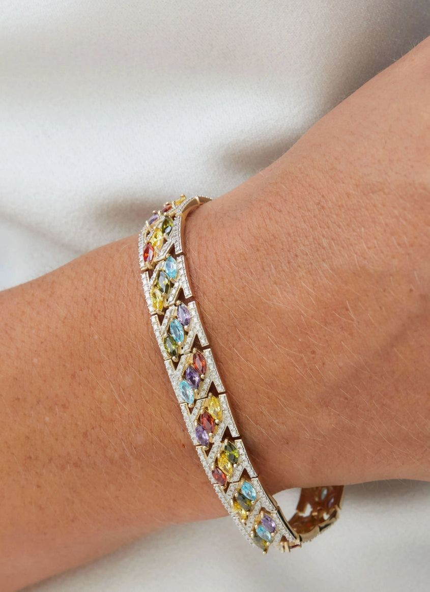 Multicolor CZ Channel Bracelet