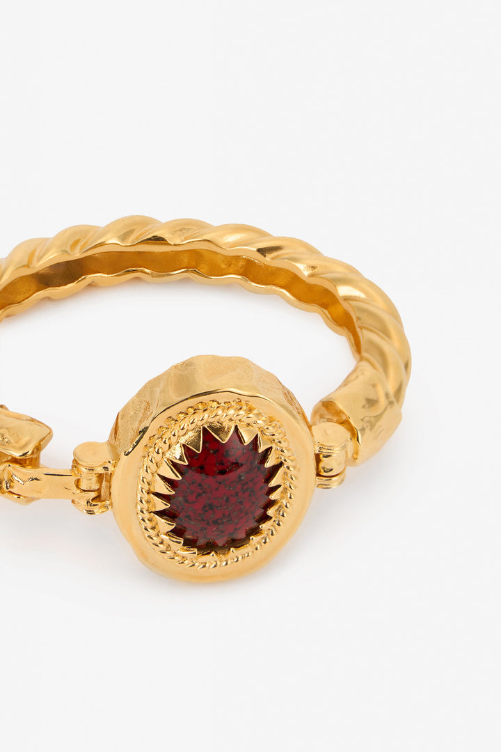 ROBERTO CAVALLI Golden Bangle With Ruby Stone
