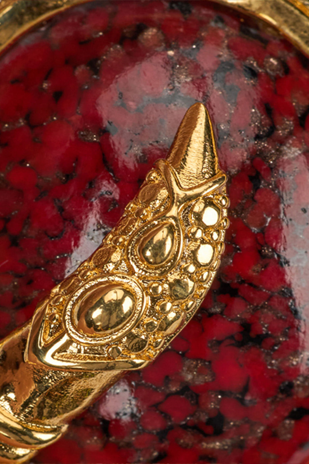 ROBERTO CAVALLI Golden Clip-On Earrings With Ruby Stone