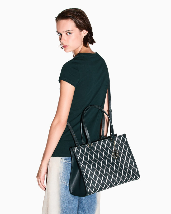 ARMANI Shopping bag with allover pattern