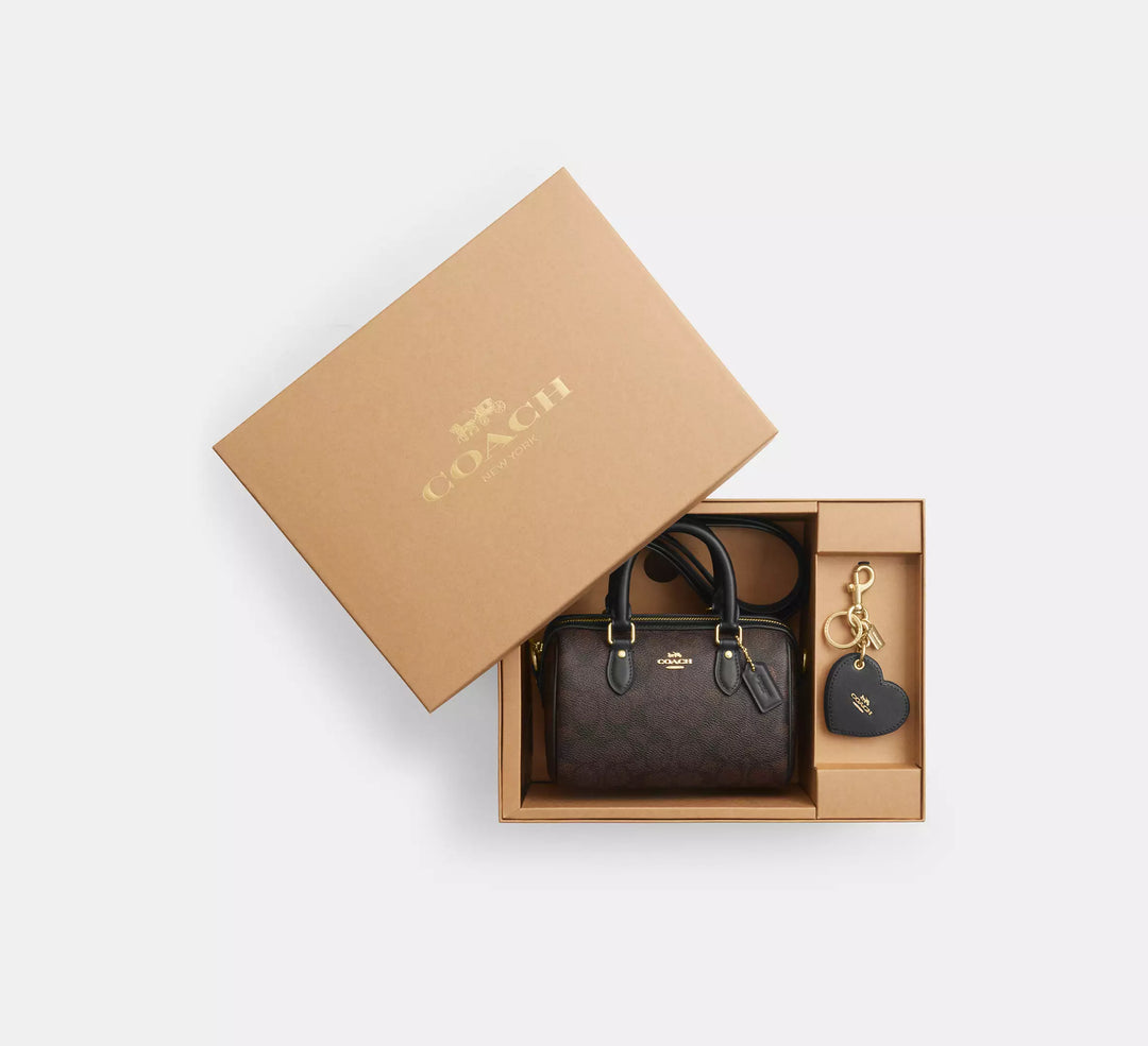 Boxed Mini Rowan Crossbody Bag And Mirror Bag Charm Set In Signature Canvas