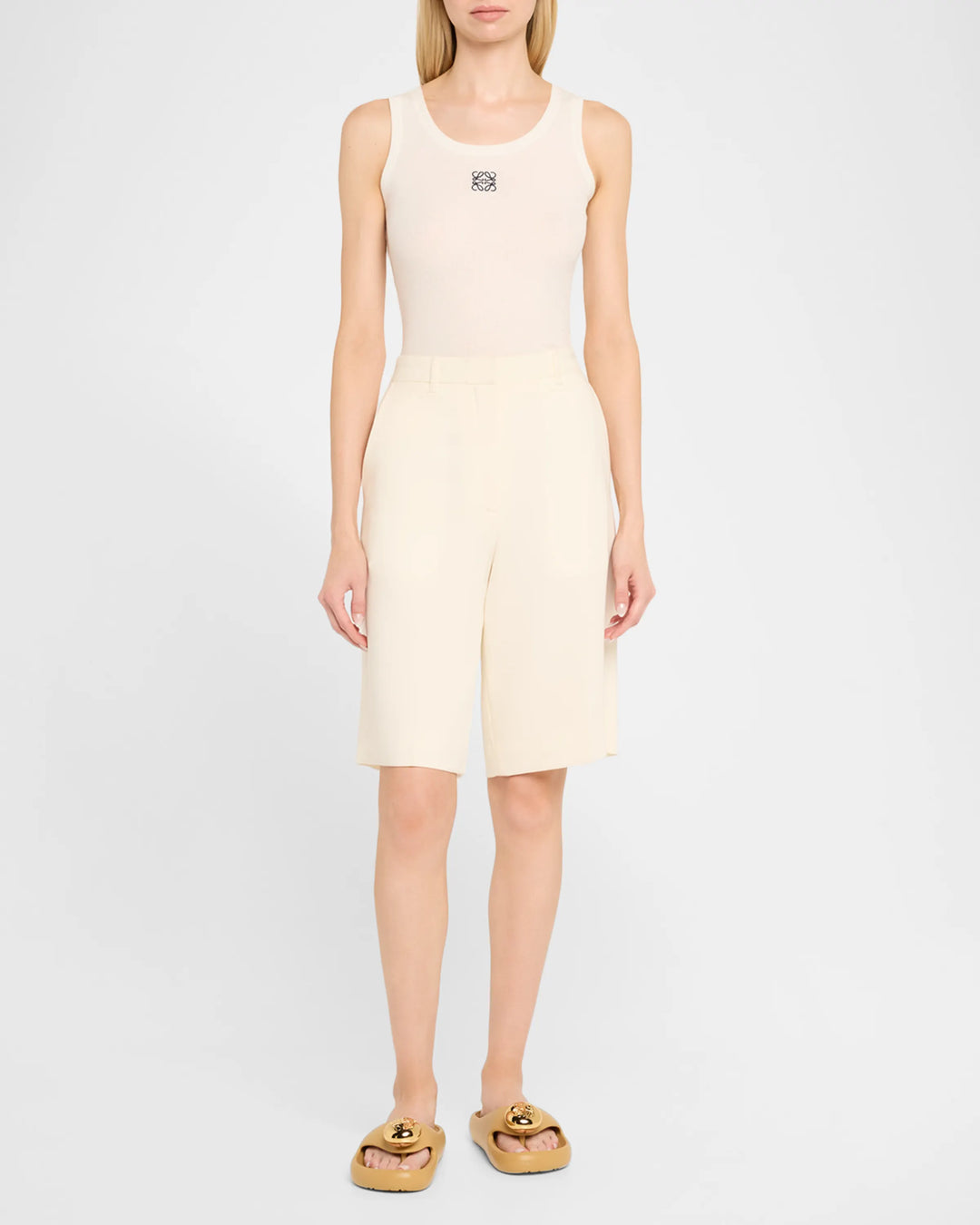 Loewe Pebble Patent Toe-Post Slide Sandals