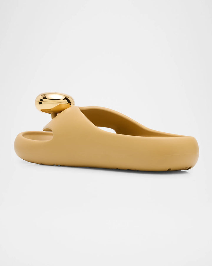 Loewe Pebble Patent Toe-Post Slide Sandals